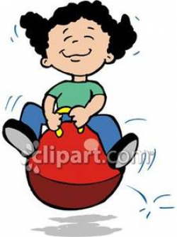 Happy Kid Jumping on a Big Rubber Ball Royalty Free Clipart ...