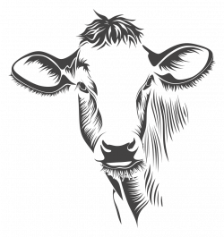 OnlineLabels Clip Art - Detailed Cow Line Art