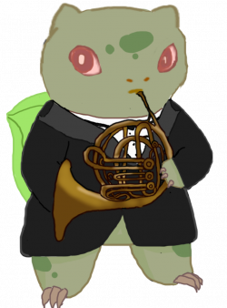 Bulbasaur playing French horn by A004 on DeviantArt