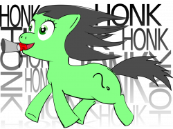 1352092 - artist:zenco, earth pony, floppy ears, happy, honk, honk ...