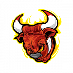 Printed vinyl Angry Bull Head In Flames | Stickers Factory
