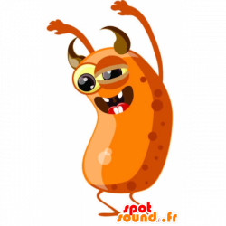 Purchase Orange monster mascot, with brown horns in 2D / 3D mascots
