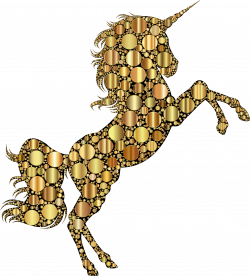 Clipart - Gold Unicorn Silhouette 2 Circles 2