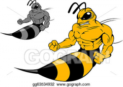 Vector Illustration - Danger yellow hornet with sting. EPS ...