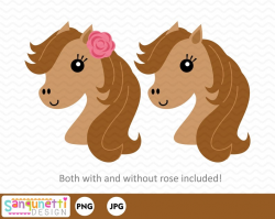 Horse clipart, horse head digital art instant download