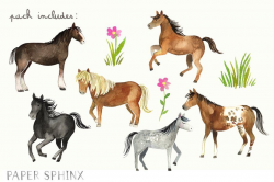 Watercolor Horses Clipart Pack Horses#Pack#Watercolor ...