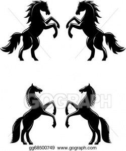 EPS Vector - Two rearing up horses silhouettes. Stock ...