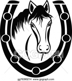 Vector Art - Horse and horseshoe. Clipart Drawing gg76390214 ...