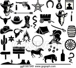 Vector Illustration - Wild west icons set. EPS Clipart ...