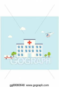 Vector Illustration - City hospital building with ambulance ...