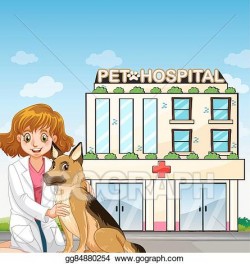 Vector Art - Vet and dog at teh animal hospital. Clipart ...
