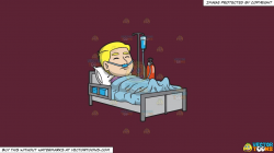 Clipart: A Male Patient Confined In The Hospital on a Solid Red Wine 5B2333  Background