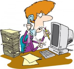 A Busy Secretary on the Phone - Royalty Free Clipart Picture