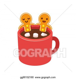EPS Vector - Gingerbread man cookie in hot chocolate cup ...