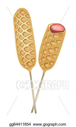 EPS Illustration - Two freshly corn dogs or hot dog waffles ...