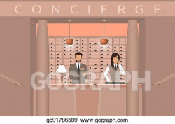 Vector Clipart - Hotel concierge service. front view of ...
