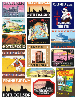 Vintage Hotel Label Clipart Digital Download Clip Art 1