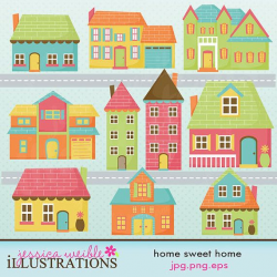 Home Sweet Home Cute Digital Clip Art - Commercial Use OK ...