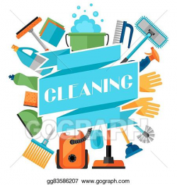 Clip Art Vector - Housekeeping background with cleaning ...