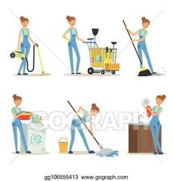 Clip Art Vector - Professional cleaning service. woman ...