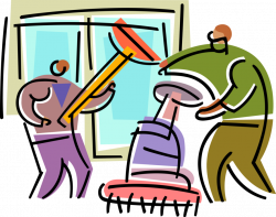 Office Maintenance Worker Cleaners - Vector Image