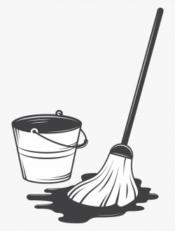 Mop Png - Cleaning Clip Art Black White #167126 - Free ...