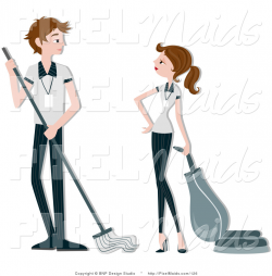 Clipart of a Housekeeping Man and Woman Cleaning by BNP ...