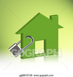 Stock Illustration - Green house locked. Clipart Drawing ...
