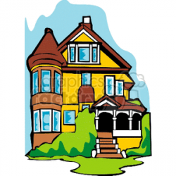 yellow Victorian house clipart. Royalty-free clipart # 134419