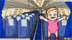 A Small Girl Looking Happy And Lifting Her Arms For A Hug and Economy Class  Airline Section Background