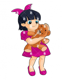 A Little Black-Haired Girl Hugging A Teddy Bear Toy | Kids ...