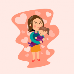 Woman Holding Her Daughter. Mothers Day Celebration Background ...