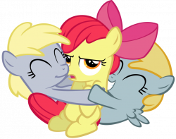 Chirpy and Derpy hugging Apple Bloom | My Little Pony: Friendship is ...