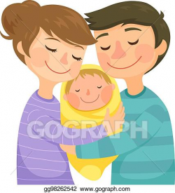 Vector Illustration - Parents hugging a baby. Stock Clip Art ...