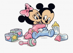 Baby Minnie And Mickey Hug Clipart Png - Mickey Mouse And ...
