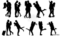 Couples Hugging Silhouette | Love Vector | Romantic Kiss ...