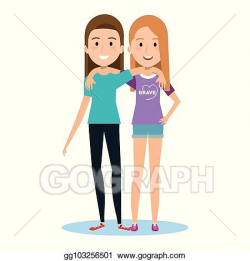 Vector Stock - Two lovely happy best friends girls hugging ...