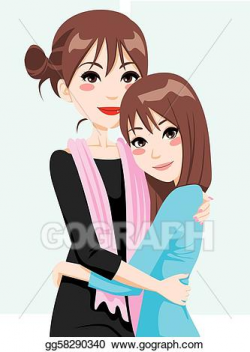 Vector Art - Mother daughter love. Clipart Drawing ...