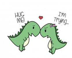 hug dinosaur - Sticker by Crow