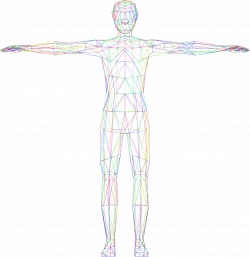 Clipart - Prismatic Low Poly Human Male Wireframe No Background