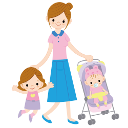 Child Mother Cartoon Illustration - Mother with children playing ...