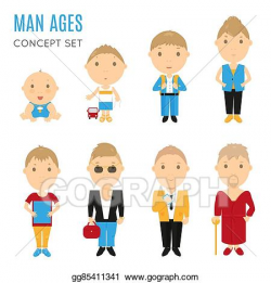 Vector Art - Set of casual man age flat icons. Clipart ...