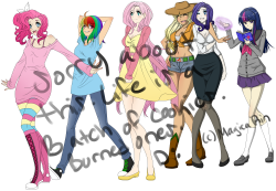 Mane Six Humanized WIP by MagicaRin on DeviantArt
