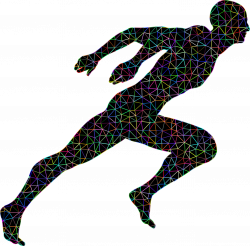 Clipart - Low Poly Prismatic Wireframe Sprinting Man With Background