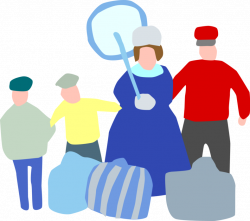 Family with Luggage - Vector Image