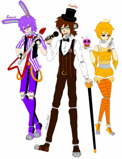 FNaF) Bonnie ,Freddy and Chica in human form by xXElectric-RibelXx ...