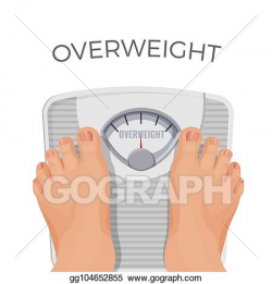 Vector Stock - Overweight human with fat feet on scales ...