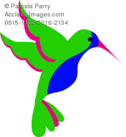 Clip Art Illustration of a Colorful Hummingbird