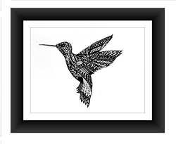 Amazon.com: Hummingbird Poster Art Print Zentangle Pen and ...