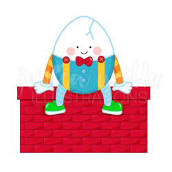 Humpty Dumpty Cute Digital Clipart, Mother Goose Rhyme Clip art, Nursery  Rhyme Graphics, Humpty Dumpty Illustration, #135